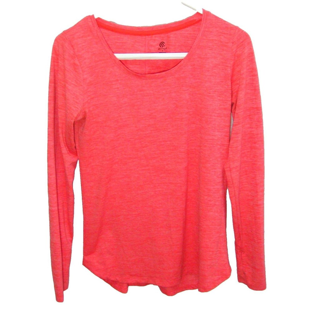 CHAMPION Women's (Size Small) Neon Orange Long Sleeve Athletic Shirt Running Top